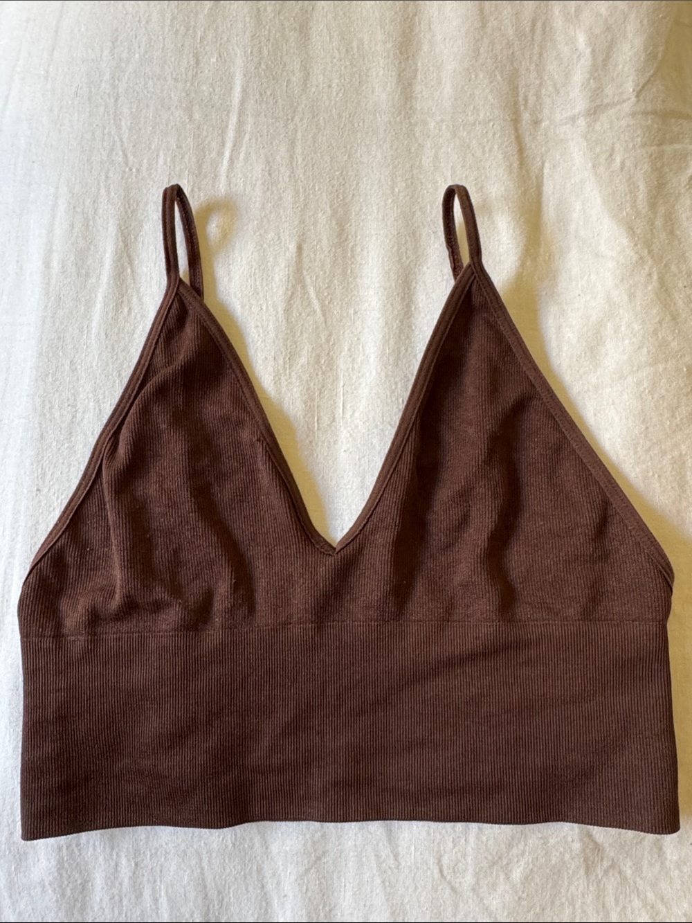 Talula Chocolate Brown Ribbed V-Neck Camisole Bralette